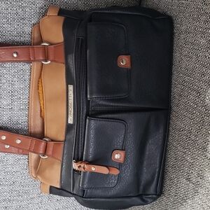 Rosetti Two-Tone Black and Tan Briefcase